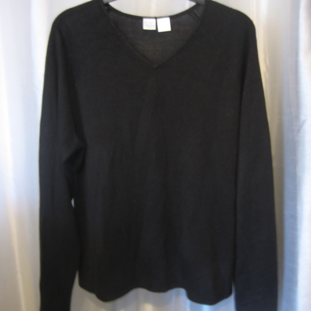 Gilligan & O'Malley Sleepwear Black V Neck Long Sleeve Pull On Shirt Sz L NWNT